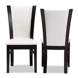 Adley White and Dark Brown Faux Leather Dining Chair (Set of 2)