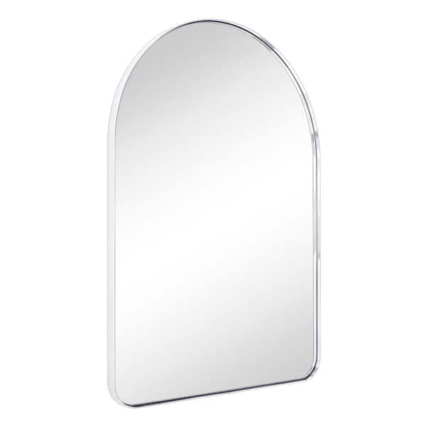 TEHOME Arched-Top 21 in. W x 30 in. H Small Arched Stainless Steel Framed Wall Mounted Bathroom Vanity Mirror in Chrome