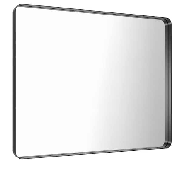 48 in. W x 40 in. H Rectangular Framed French Cleat Wall Mounted Tempered Glass Bathroom Vanity Mirror in Matte Black