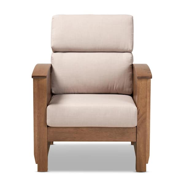 Baxton Studio Charlotte Taupe Upholstered Wood 1 Seater Lounge