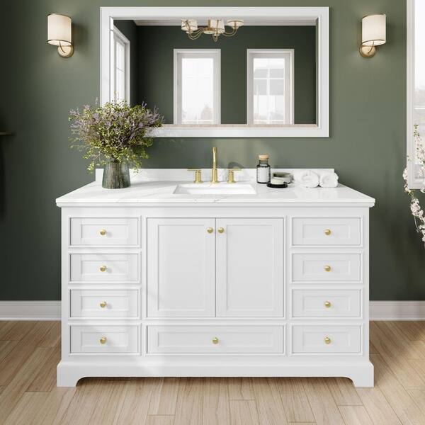 Wyndham Collection Deborah 60 in. W x 22 in. D x 35 in. H Single Bath Vanity in White with Giotto Quartz Top and MC Mirror