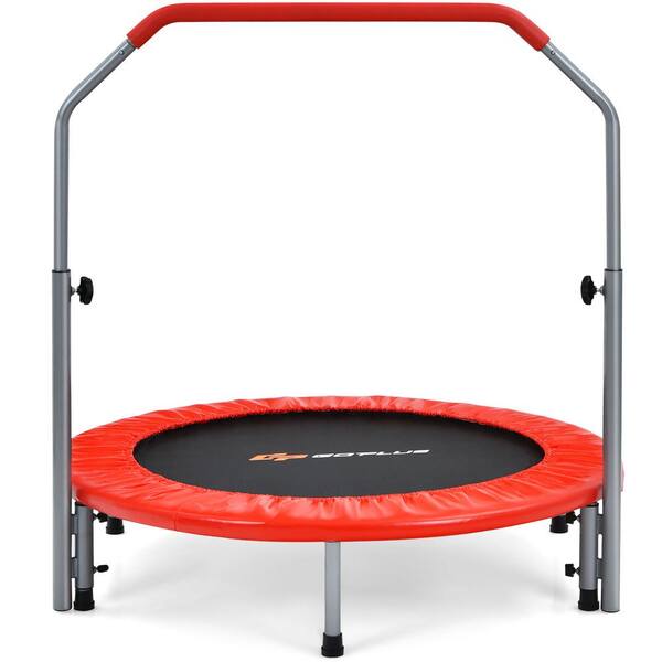 Costway 40 in. Folding Exercise Trampoline Rebounder with 4-Level Handrail Carrying Bag