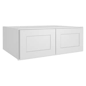 33-in. W x 24-in. D x 12-in. H in Shaker White Plywood Ready to Assemble Wall Bridge Kitchen Cabinet with 2 Doors