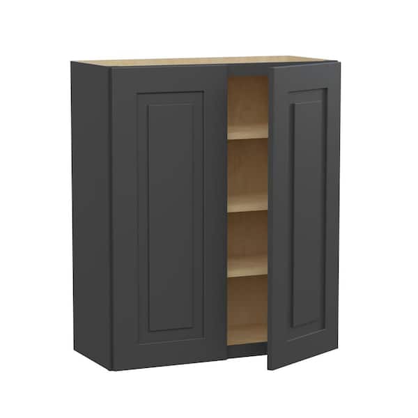 Grayson 36 in. W x 12 in. D x 36 in. H Assembled Plywood Wall Kitchen Cabinet in Deep Onyx with Soft Close