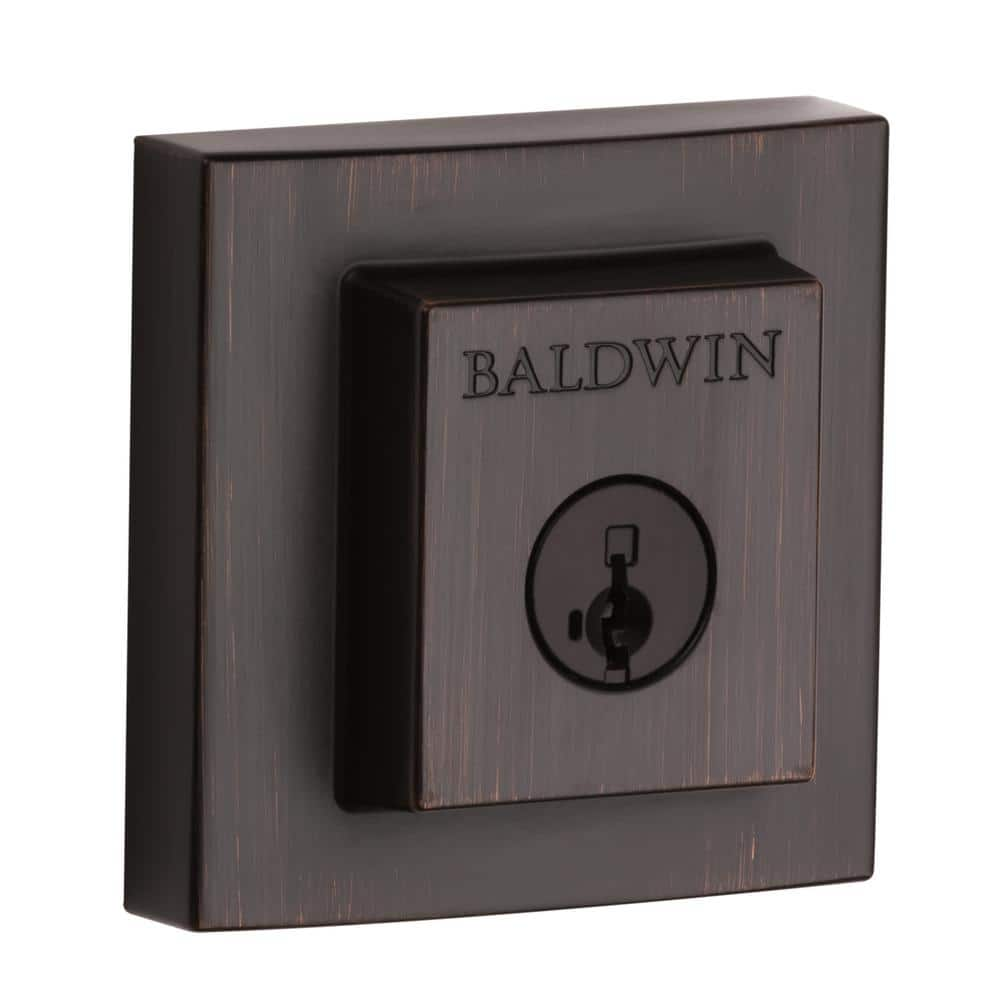 Baldwin Prestige Spyglass Venetian Bronze Square Single Cylinder Deadbolt Featuring SmartKey Security