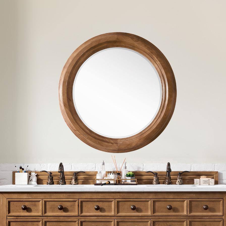 Malibu 40" Honey Alder Round Frameless Wood Mirror
