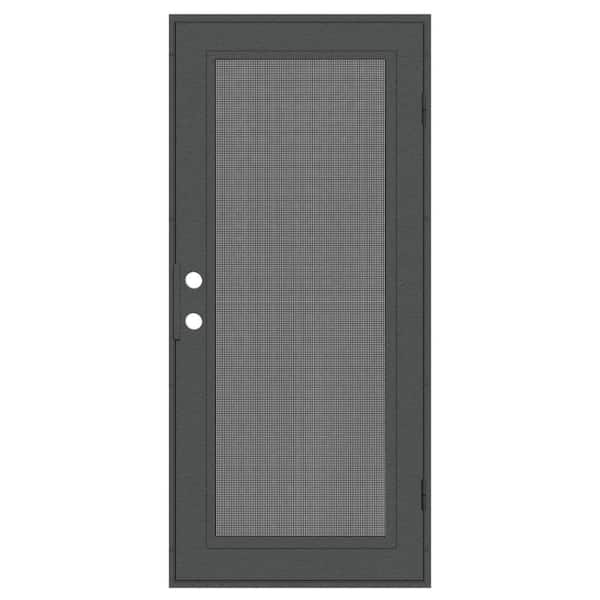 Unique Home Designs Full View 32 in. x 80 in. Left-Hand/Outswing Charcoal Aluminum Security Door with Meshtec Screen