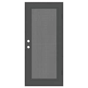 Full View 36 in. x 80 in. Left-Hand/Outswing Charcoal Aluminum Security Door with Meshtec Screen