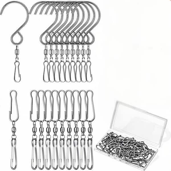 Stainless Steel Wind Spinner Swivel Hooks, Wind Chime Hanger with Storage Box for Wind Spinners Supply, Silver (30-Pack)