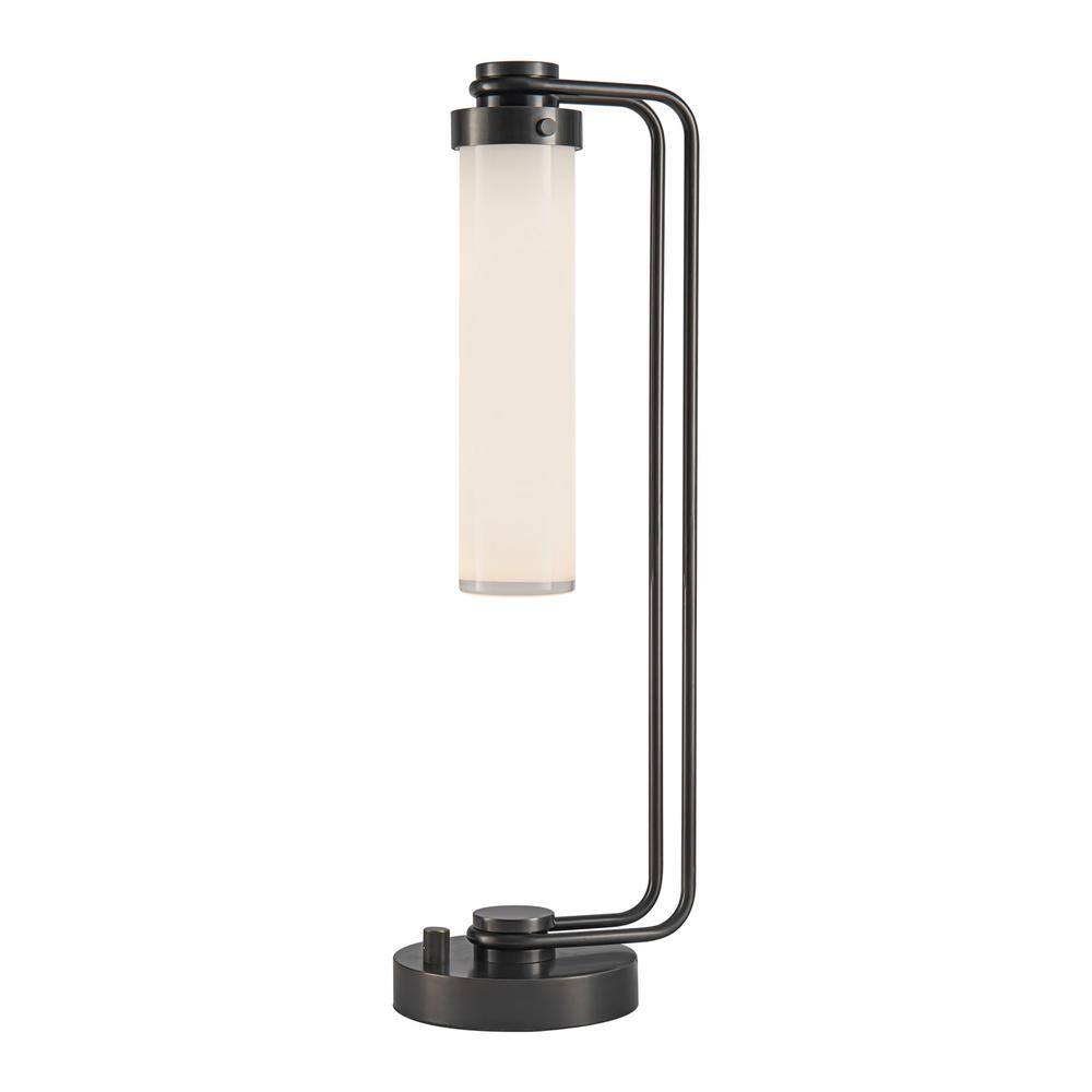 Urban Bronze and Glossy Opal Industrial Table Lamp