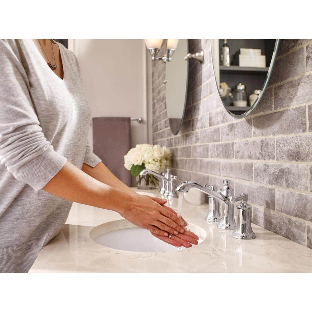 Chrome Two-Handle Widespread Bathroom Faucet with Metal Handles