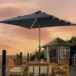 6.5 ft. x 6.5 ft. LED Square Patio Market Umbrella with UPF50+, Tilt Function and Wind-Resistant Design, Anthracite