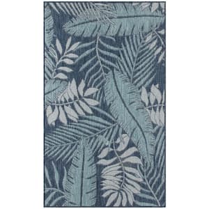 Garden Oasis Navy 3 ft. x 5 ft. Nature-inspired Contemporary Area Rug
