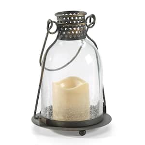 Monaco 9 in. H Integrated LED Clear Glass Candle Lantern