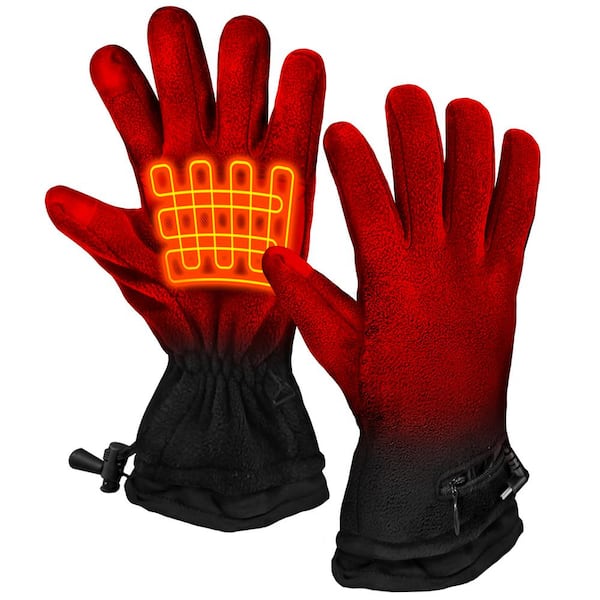 ActionHeat Unisex Black AA Battery Heated Fleece Gloves