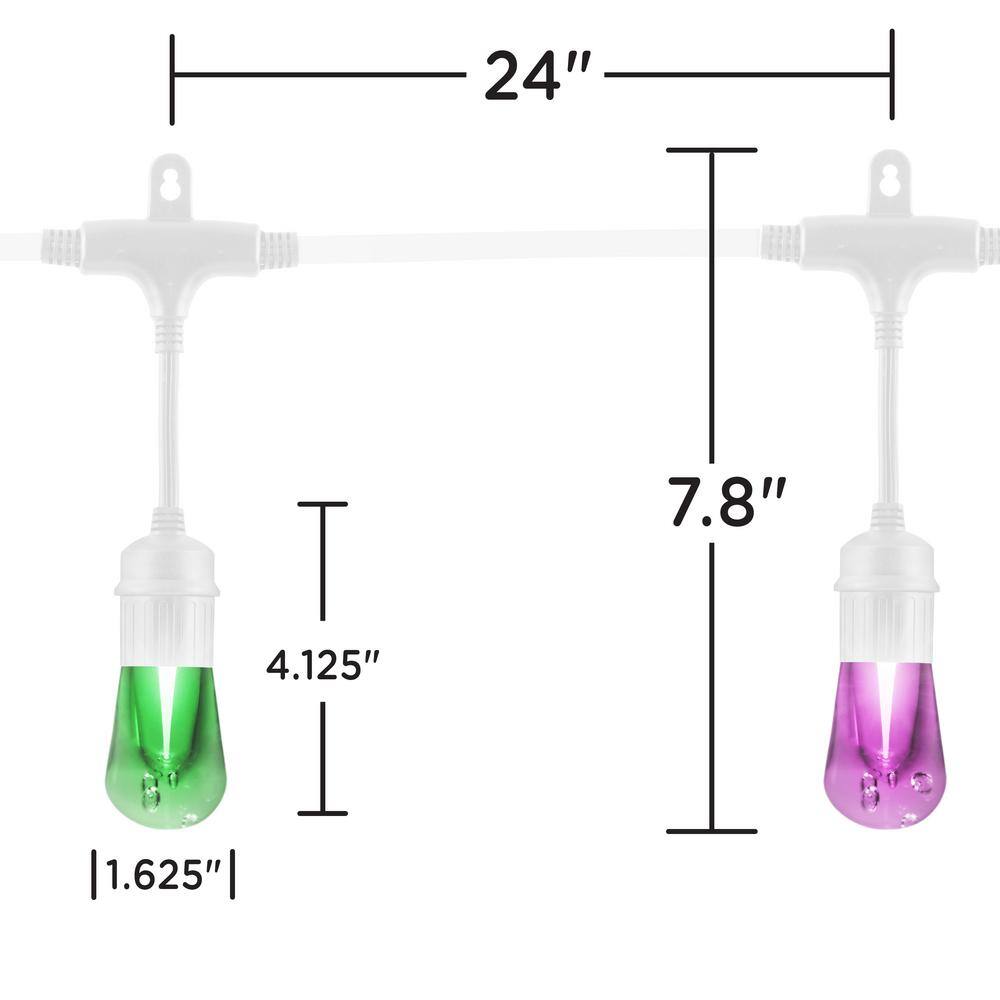 24 ft White Cord Color-Changing LED Outdoor String Lights with Remote