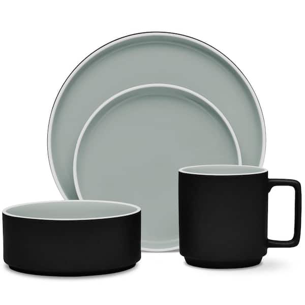 ColorTrio Graphite 4-Piece (Black) Porcelain Stax Place Setting, Service for 1