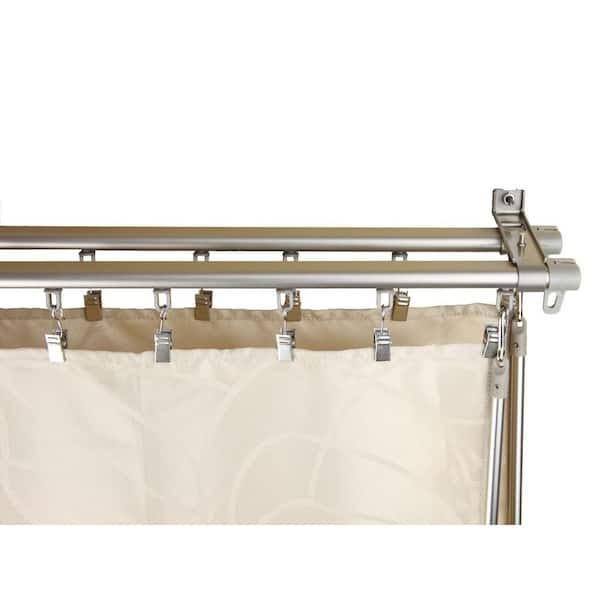 66 in. - 120 in. Double Curtain Rod in Silver