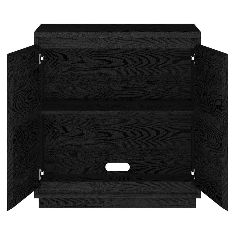 Black Grain MDF Rectangular Accent Cabinet with Adjustable Shelving