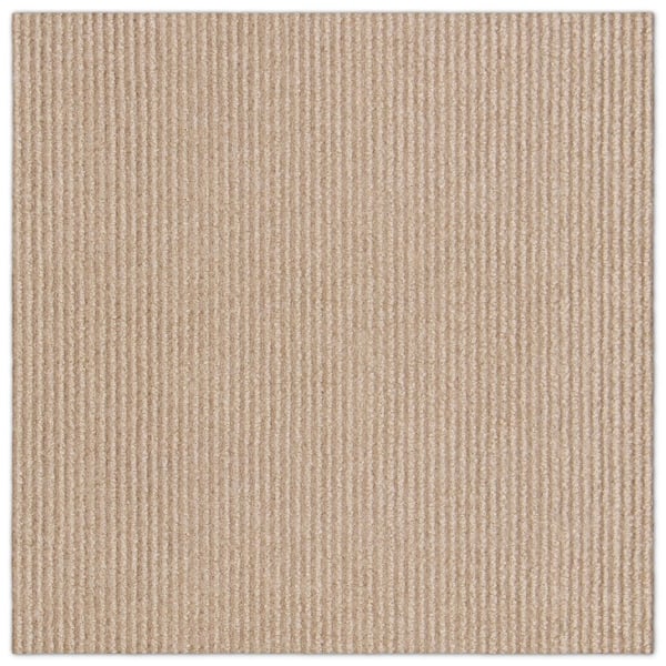 French Broad Wide Wale Beige Residential 18 in. x 18 in. Peel and Stick Carpet Tile Square (22.5 sq. ft. )