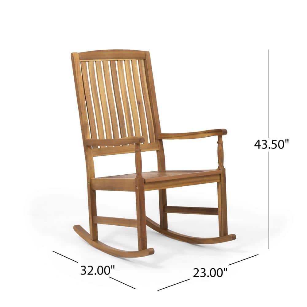 Arcadia Teak Brown Acacia Wood Outdoor Rocking Chair Pair