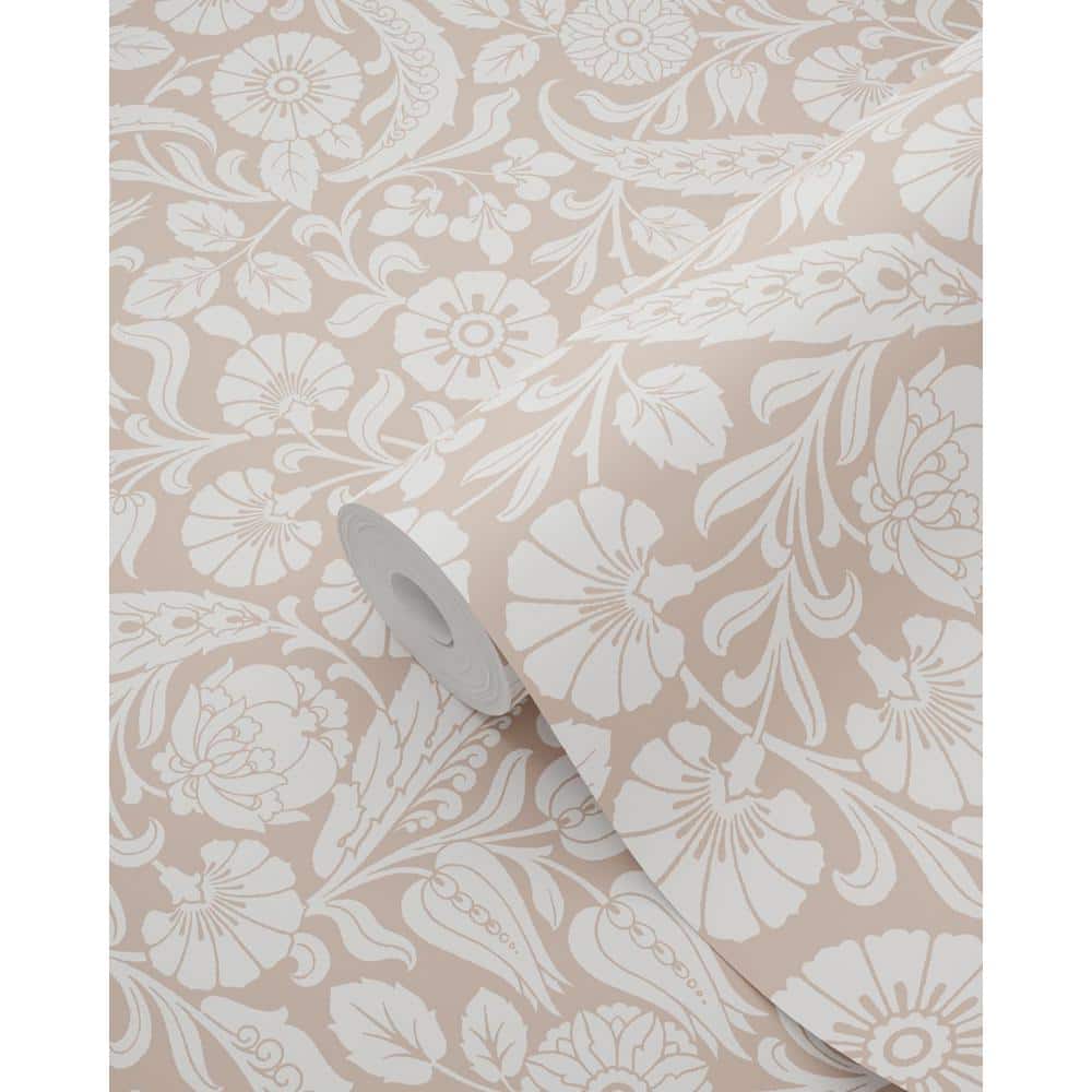 Cordelia Pink and White Non-Woven Floral Wallpaper Bolt