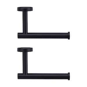 Wall-Mount Single Post Toilet Paper Holder in Matte Black (2-Pieces)
