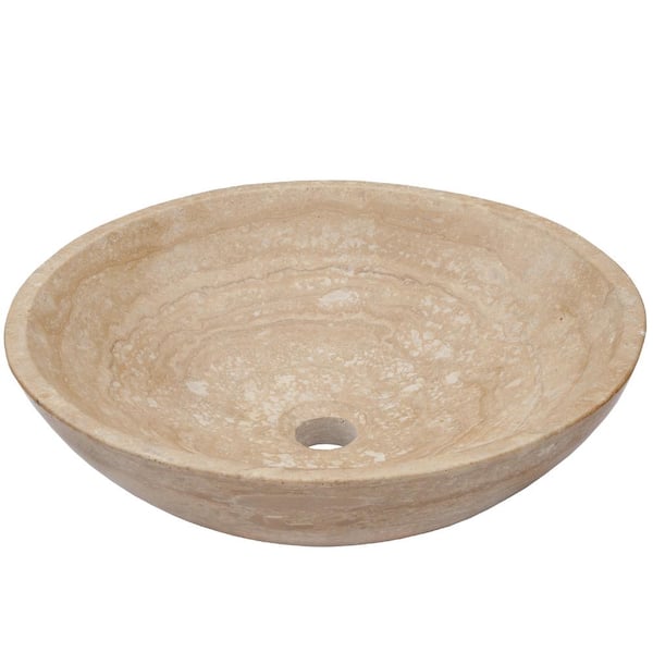 Novatto Stone Vessel Sink in Beige Travertine