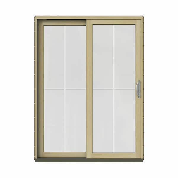 JELD-WEN 60 in. x 80 in. W-2500 Contemporary Brown Clad Wood Left-Hand 4 Lite Sliding Patio Door w/Unfinished Interior