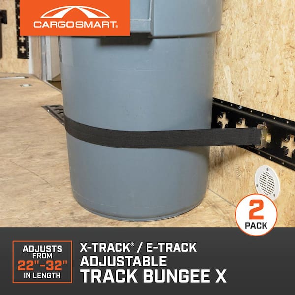 22 - 32 in. Black Adjustable Track BungeeX Bungee Strap for E-Track and X-Track - 2 pack