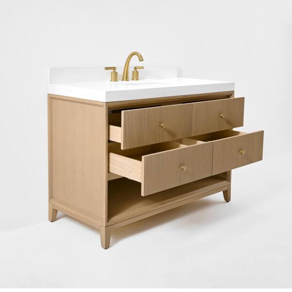 【 okazu⠀】 Ancerre Designs Momo 48 in. W Single Sink Bath Vanity in Oak