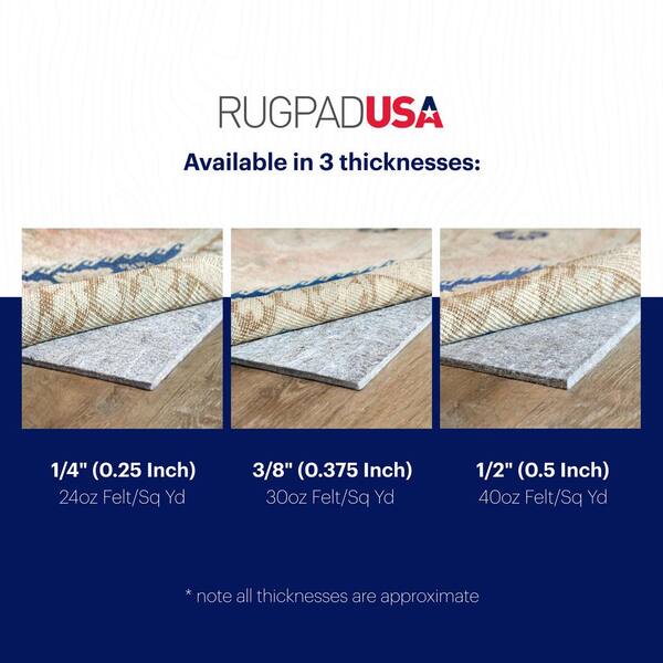 RugPadUSA Essentials 2 ft. 6 in. x 9 ft. Runner Felt + Rubber Non-Slip 1/4 in. Thick Rug Pad