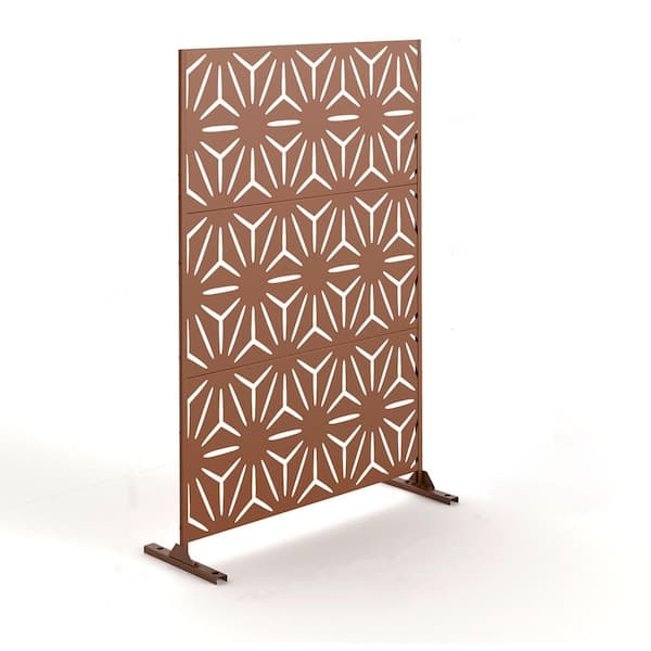 TIRAMISUBEST Brown 3.93 ft. W x 6.33 ft. H Galvanized steel Privacy Mesh Screening (Set of 3) (Pattern 2)