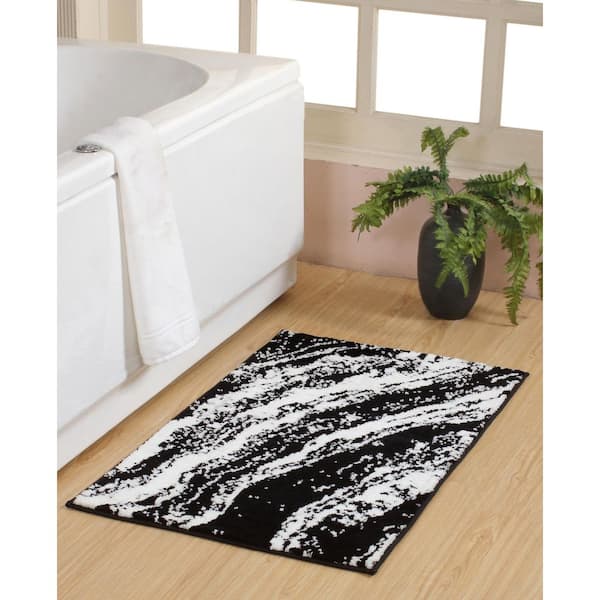 Marble 24"X40" Black Micro Knitted Bath Rug