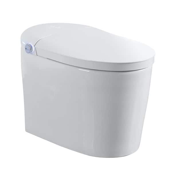 Naby Elongated White Smart Toilet Bidet with Heated Seat, Auto Flush, Auto Open/Close, Adjustable Temp, Remote Control