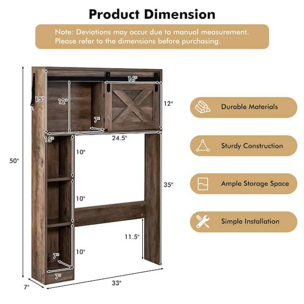 PWFE Farmhouse Over Toilet Bathroom Organizer, Freestanding Over