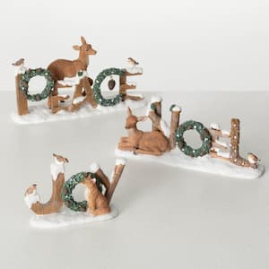 6 in., 9.5 in. and 9.75 in. Christmas Text Animal Blocks Set of 3