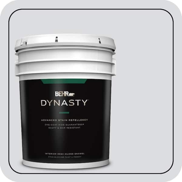 BEHR DYNASTY 5 gal. #N540-1 Script White Semi-Gloss Enamel Interior Stain-Blocking Paint & Primer