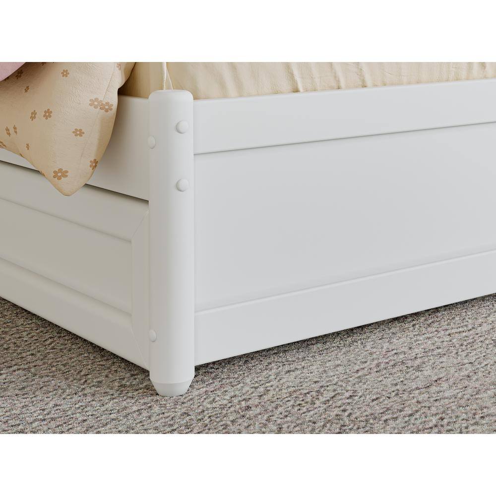 Capri White Twin Platform Bed with Trundle and Walnut Frame
