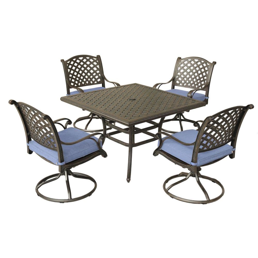 Mondawe Diab 5Piece Aluminum Patio Square Table 43 in. D Outdoor