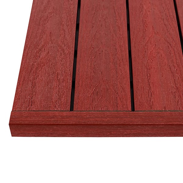 NewTechWood 1/12 ft. x 1 ft. Quick Deck Composite Deck Tile Straight Trim in Swedish Red (4-Pieces/Box)
