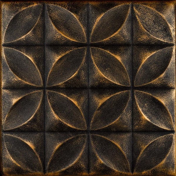 A La Maison Ceilings Perceptions Black Gold 1.6 ft. x 1.6 ft. Decorative Foam Glue Up Ceiling Tile (21.6 sq. ft./Case)