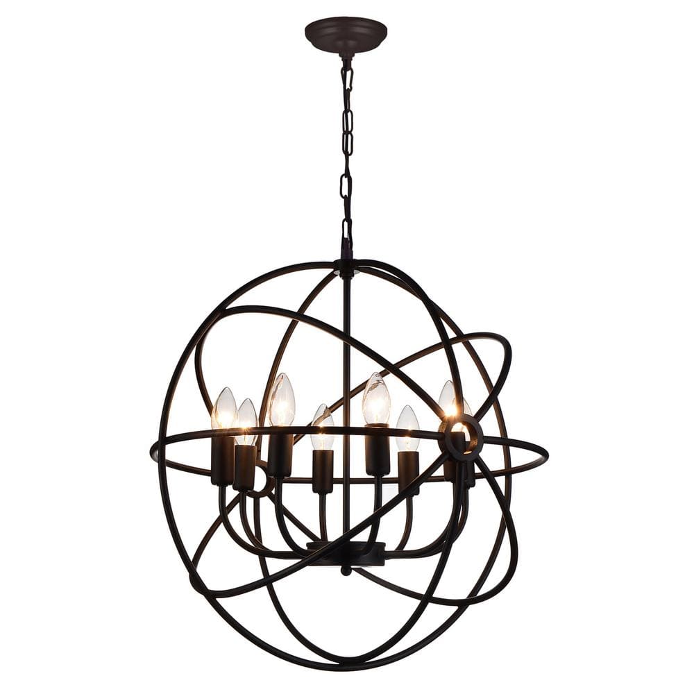 Arza Rustic Orb 22" Dark Brown Iron Cage Chandelier