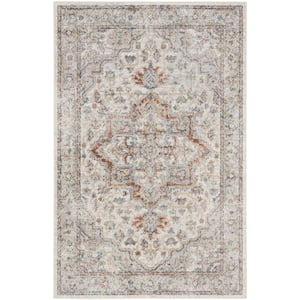 Astra Machine Washable Grey/Multi 2 ft. x 4 ft. Vintage Persian Traditional Kitchen Area Rug