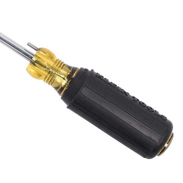 Klein Tools - 1/4 in. Cabinet-Tip Wire Bending Flat Head Screwdriver with 4 in. Round Shank- Cushion Grip Handle