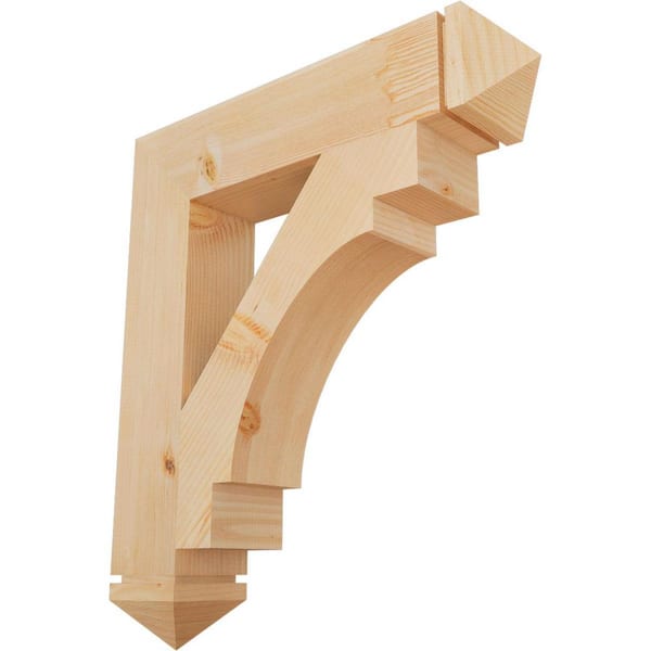 Ekena Millwork 5.5 in. x 34 in. x 30 in. Douglas Fir Merced Arts and Crafts Smooth Bracket