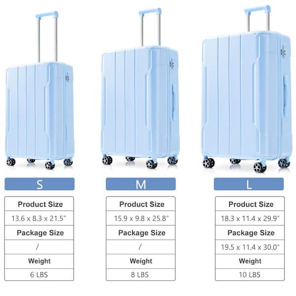 Merax Lightweight 3-Piece Sky Blue ABS Hardshell Spinner Luggage