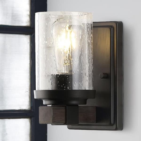 Jonathan Y Bungalow 45 In 1 Light Oil Rubbed Bronze Ironseeded Glass Rustic Farmhouse Led 3832