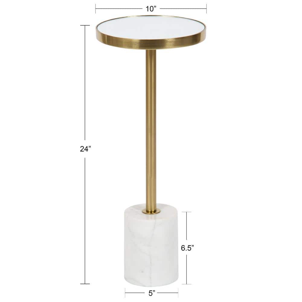 Gold and White Marble Mirrored Drink Table