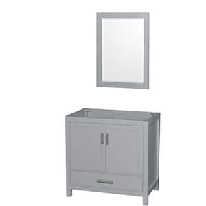 Sheffield 35 in. W x 21.5 in. D x 34.25 in. H Single Bath Vanity Cabinet without Top in Gray with 24" Mirror